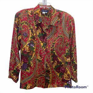 Vintage 100% Silk Print Blouse